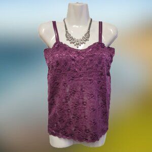 Purple Tank Top Lace Camisole SIZE M - Stretchy Top -  NEW